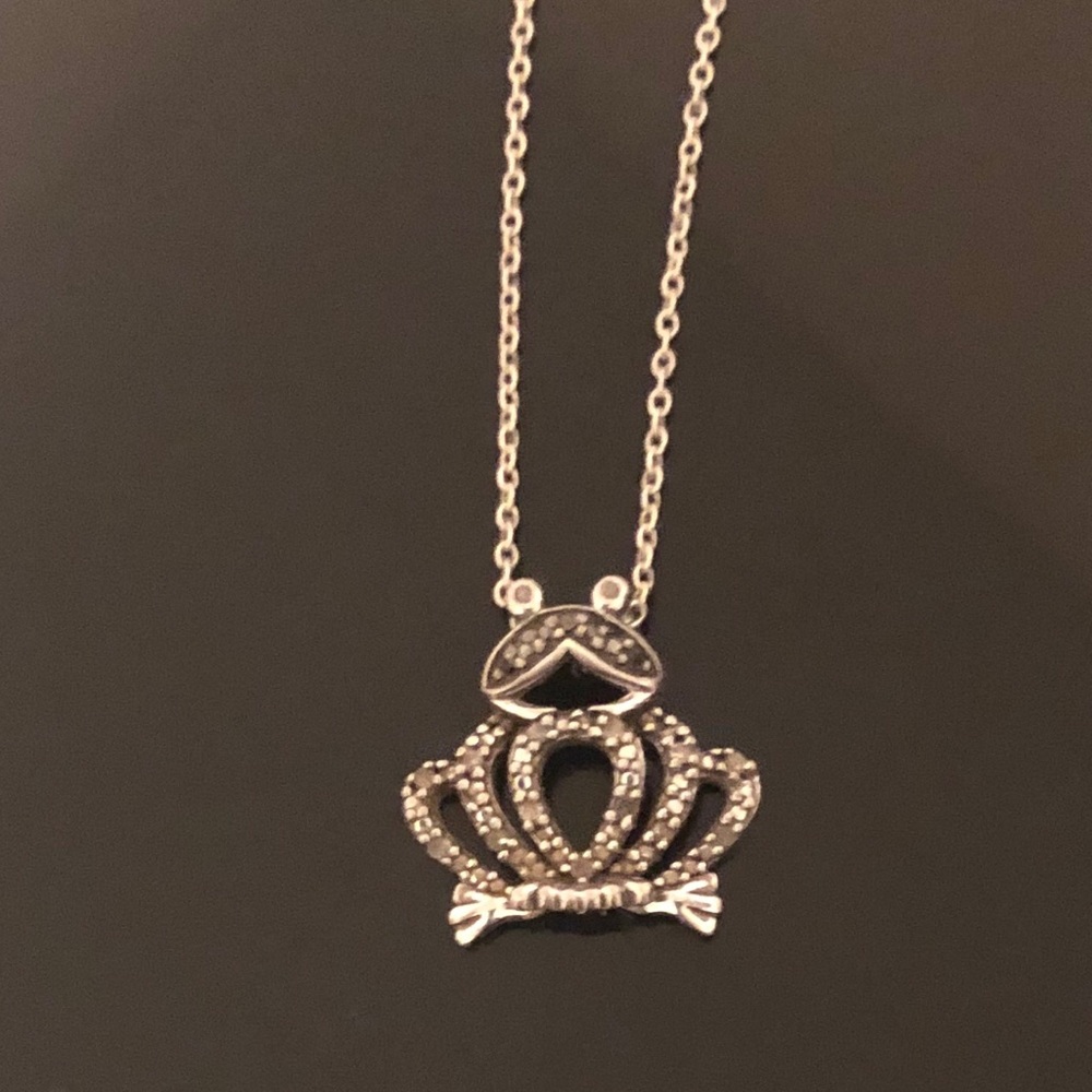 Sterling Silver Marcasite Frog Pendant Necklace